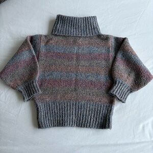 Multicolor Cropped Turtleneck Sweater